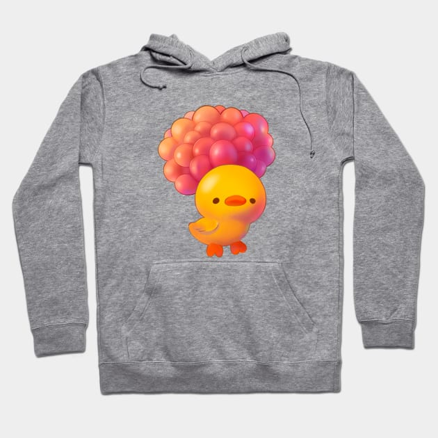 Ducky Flying with Balloons Hoodie by vooolatility